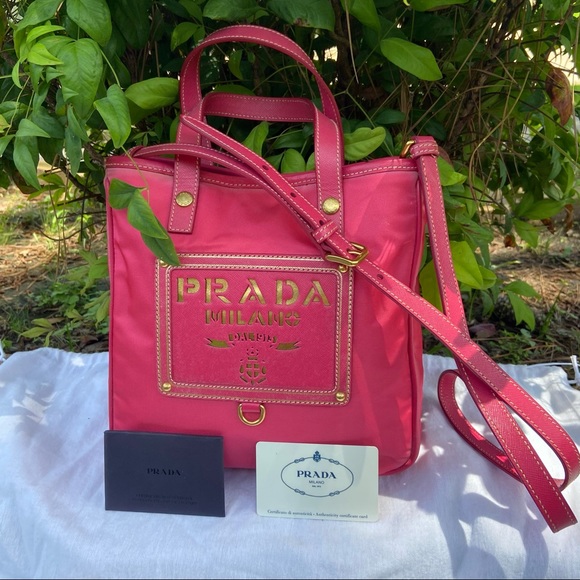 Prada Handbags - Prada Tessuto Oro Nylon Crossbody Satchel + Cards